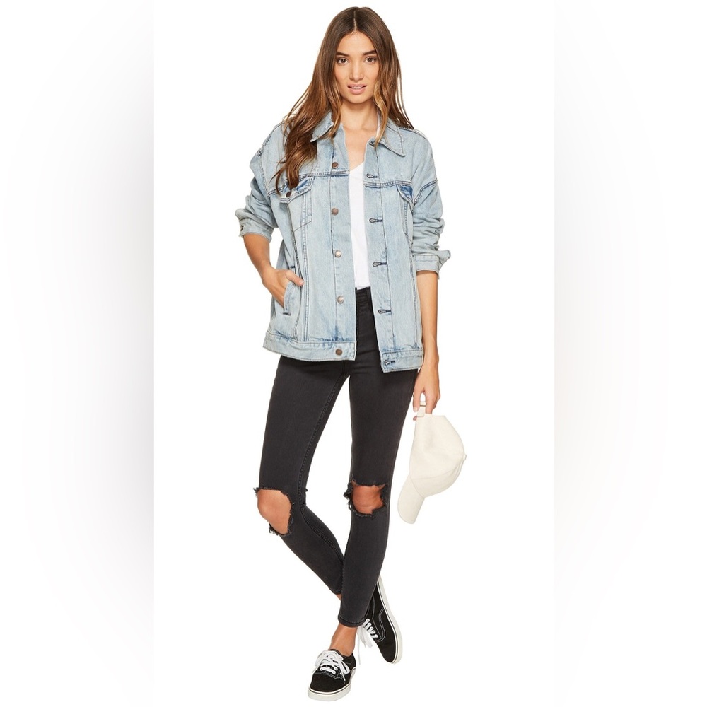 Free People High Rise Busted Skinny Washed Black